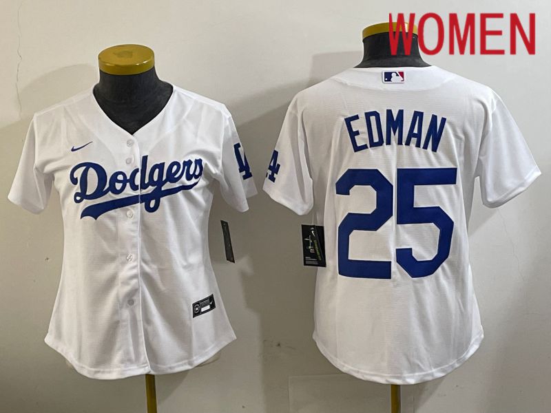Women Los Angeles Dodgers #25 Edman White Game 2024 Nike MLB Jersey style 1120